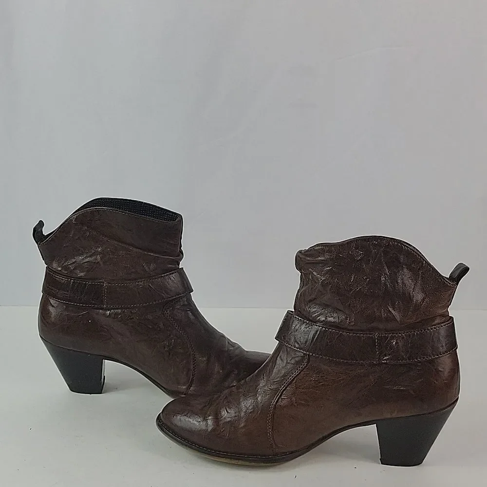 Paul Green Strappy Brown Leather Handmade Women's Ankle Boots
